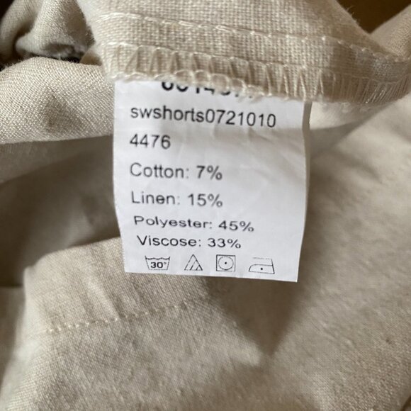 SHEIN paper bag linen blend oatmeal color pull-on elastic shorts women's size L - Picture 7 of 8